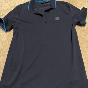 Boss Navy Polo with Cyan Trim